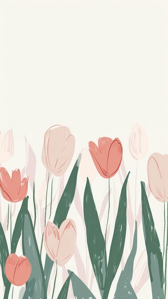Cute tulips illustration drawing flower sketch.