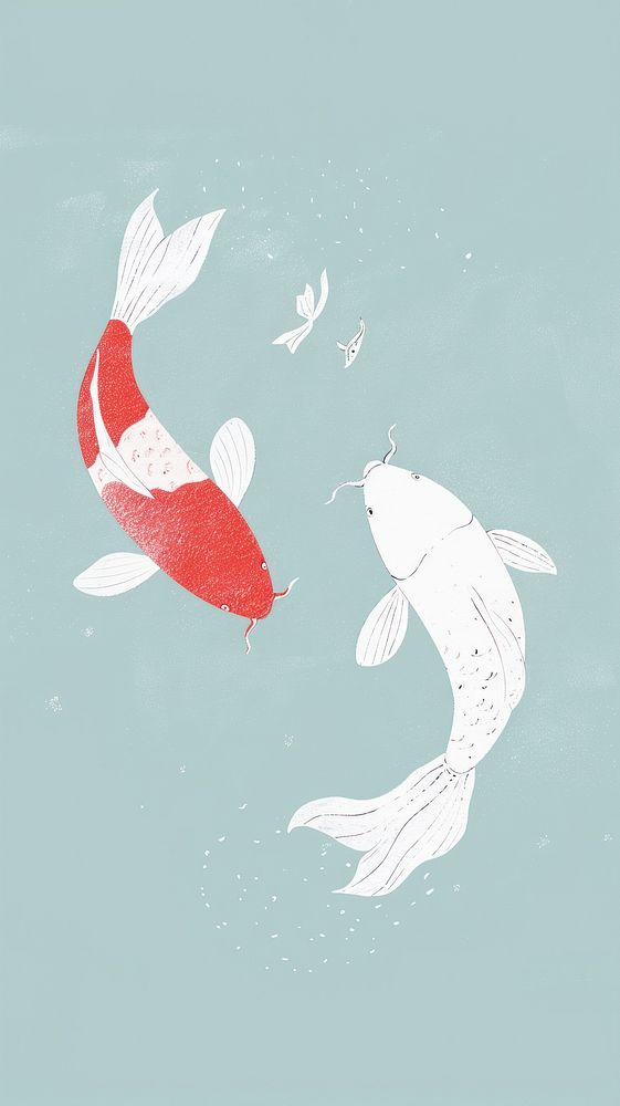 Cute 2 koi illustration animal fish underwater.