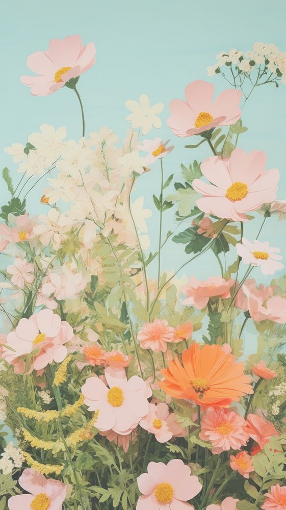  Flower garden painting outdoors pattern. AI generated Image by rawpixel.