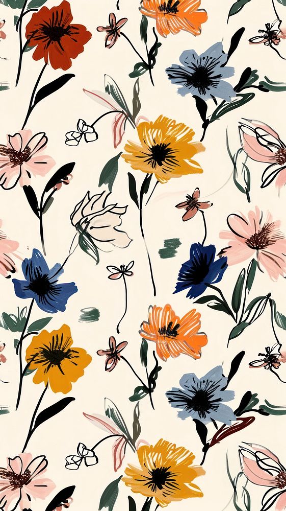 Flower pattern illustration wallpaper plant art.