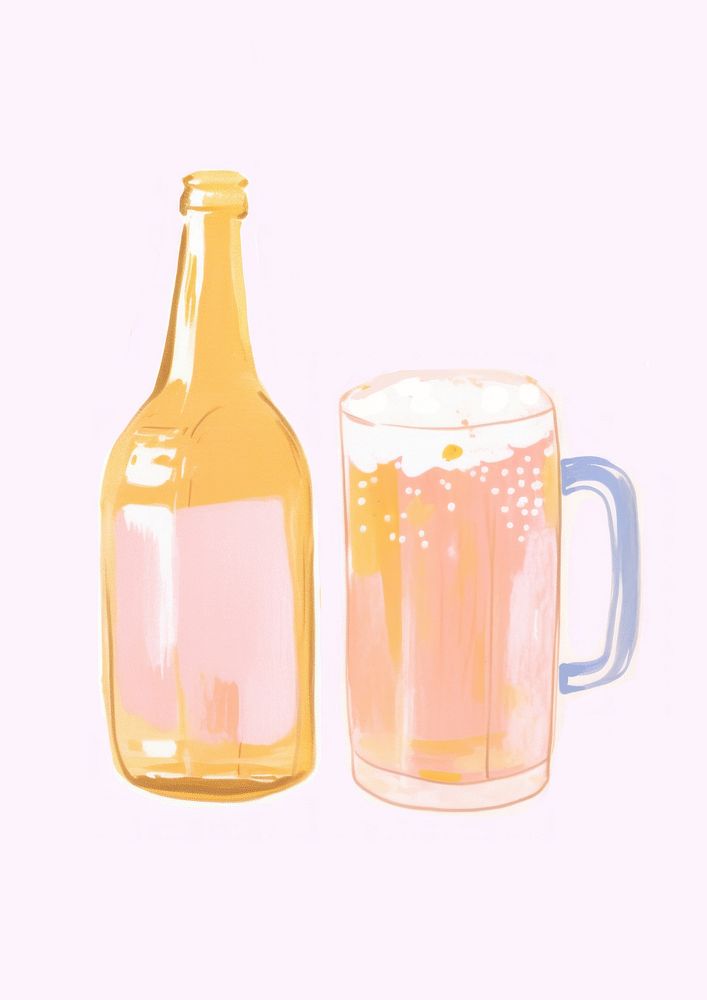 Beer drawing glass drink. AI generated Image by rawpixel.