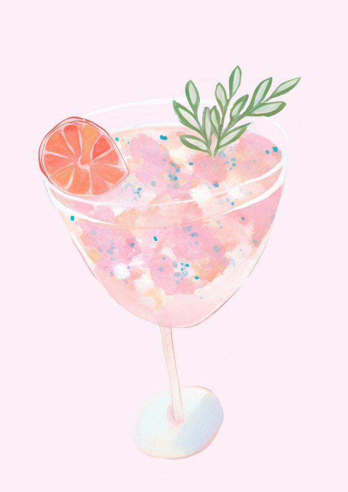 Cocktail drawing fruit drink. AI generated Image by rawpixel.