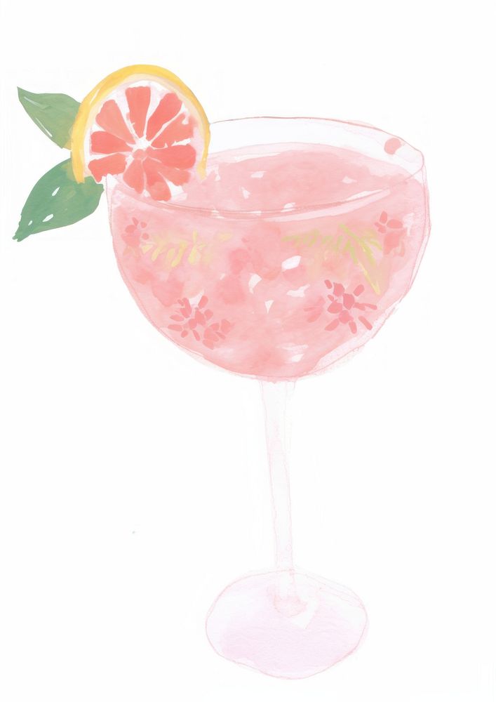 Cocktail drawing drink fruit. AI generated Image by rawpixel.