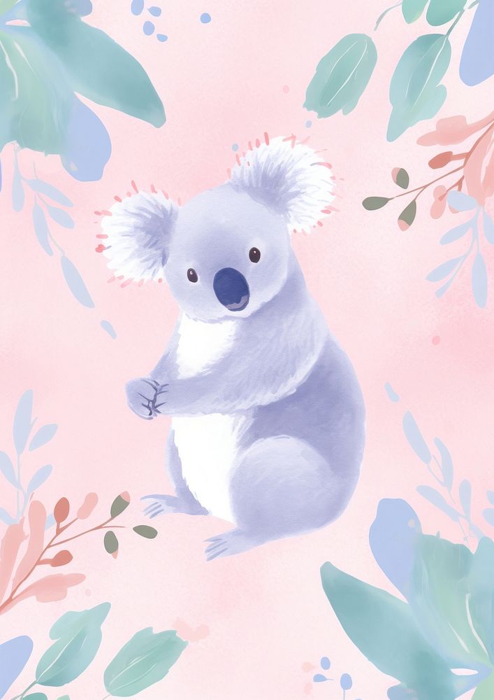 Koala drawing animal mammal. AI generated Image by rawpixel.