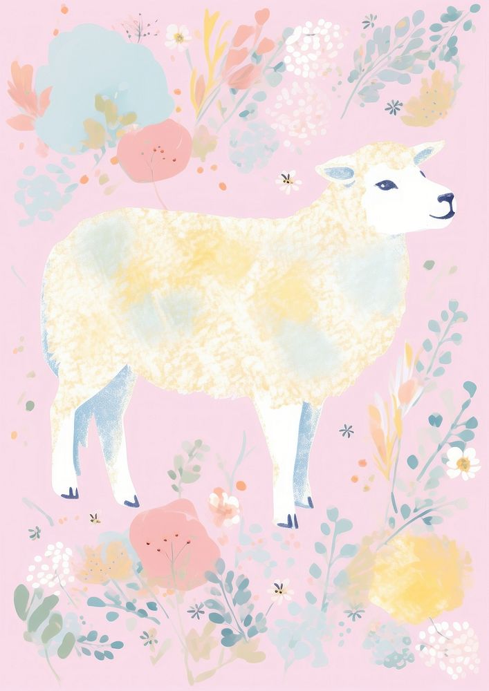 Lamb art livestock drawing. AI generated Image by rawpixel.