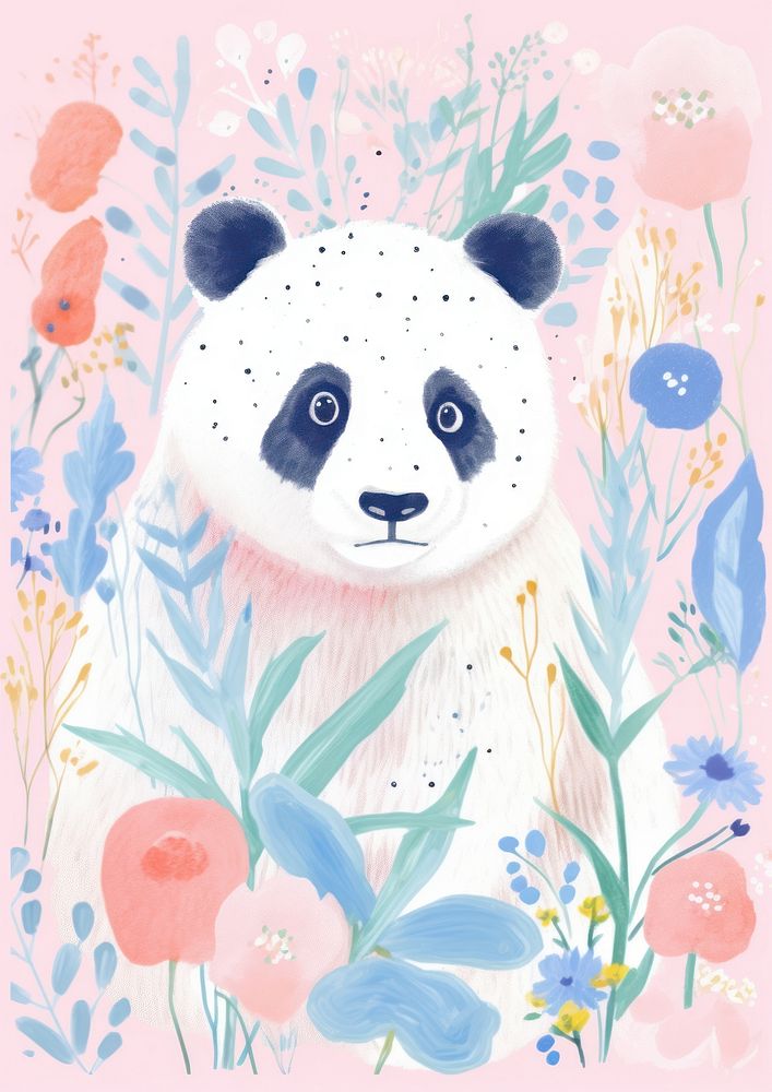 Panda art painting drawing. AI generated Image by rawpixel.