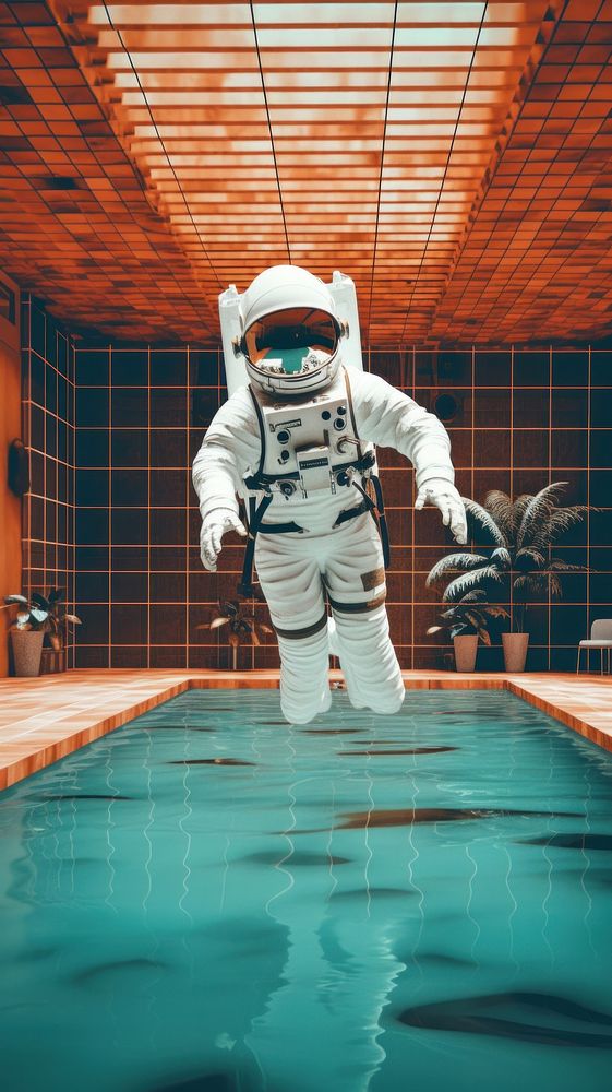  Astronaut swimming representation swimming pool. AI generated Image by rawpixel.