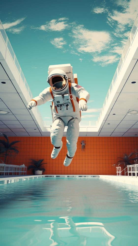  Astronaut swimming pool swimming pool. AI generated Image by rawpixel.