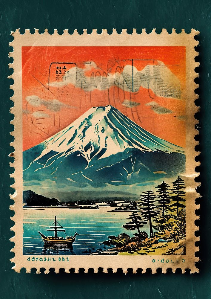 Transportation postage stamp architecture mountain.