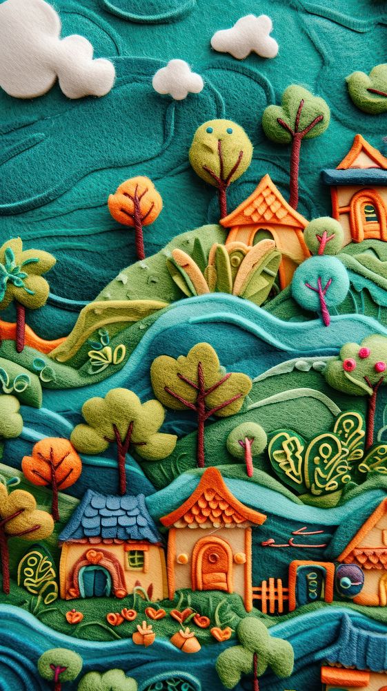 Wallpaper of felt Thailand backgrounds embroidery pattern.