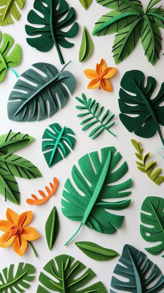 Wallpaper of felt tropical plants art backgrounds leaf.