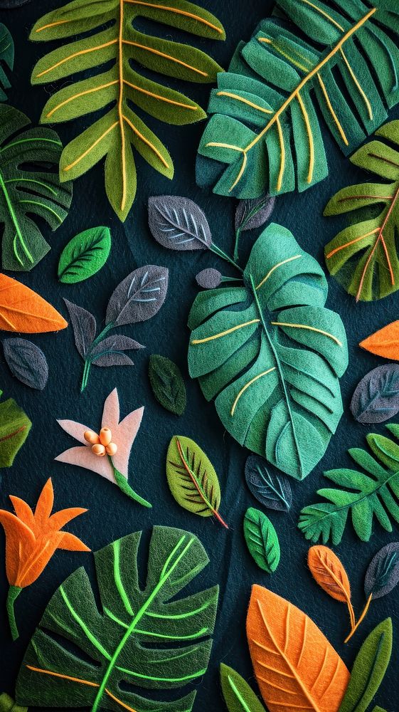 Wallpaper of felt tropical plants art backgrounds tropics.