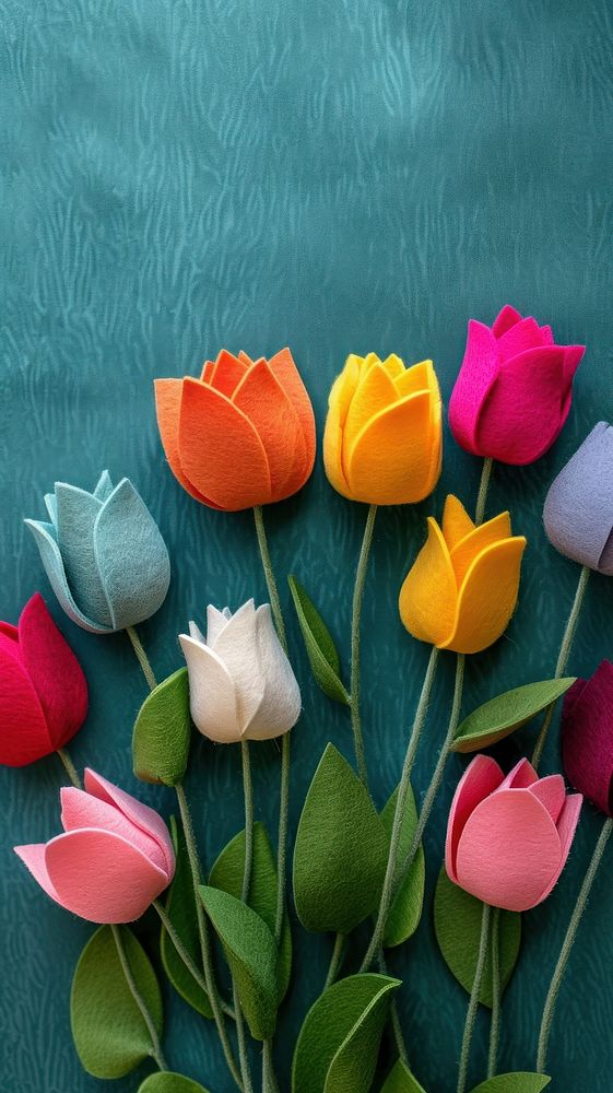 Wallpaper of felt tulip art flower petal.