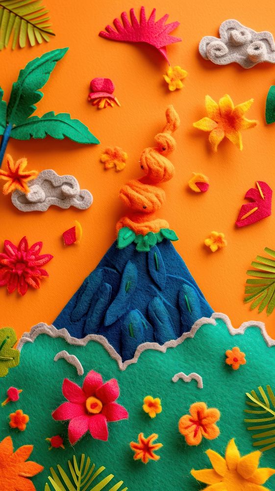 Wallpaper of felt volcano art craft creativity.