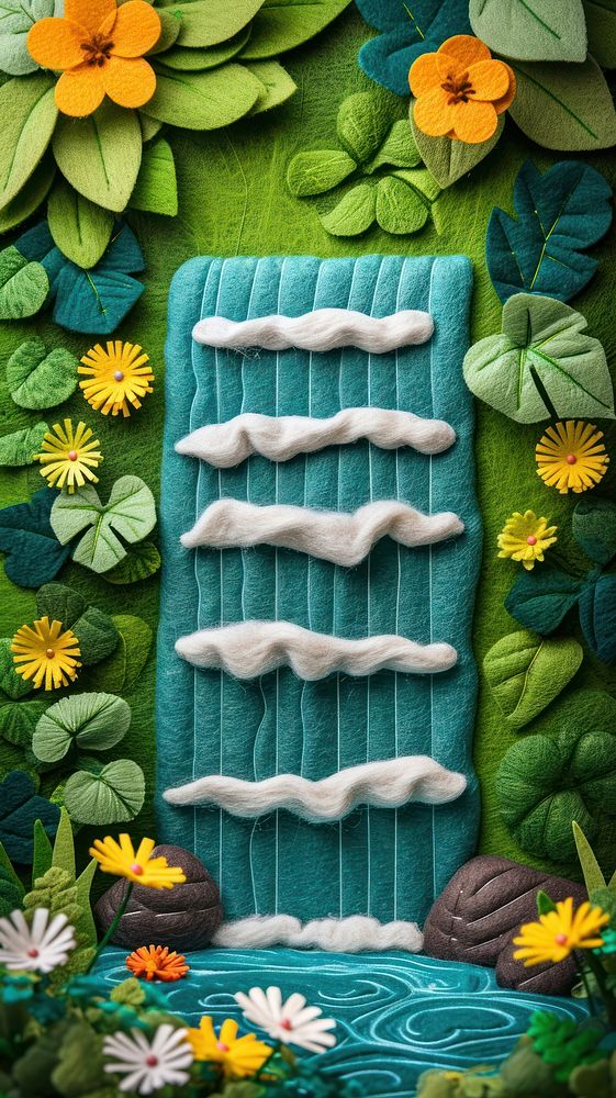 Wallpaper of felt waterfall pattern flower plant.