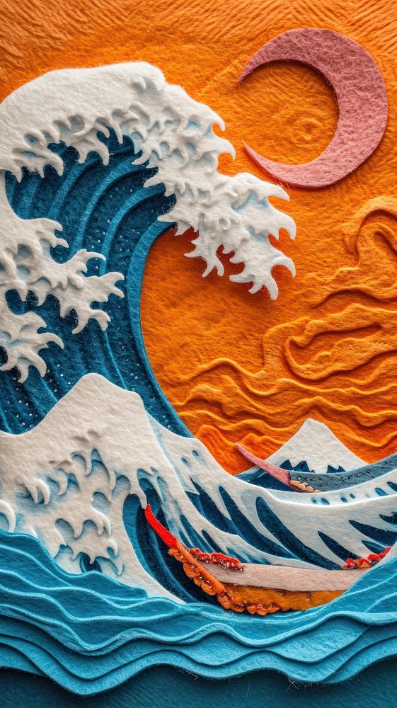 Wallpaper of felt wave art pattern craft.