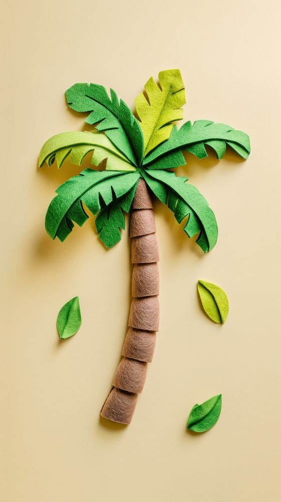 Wallpaper of felt palm tree plant green leaf.