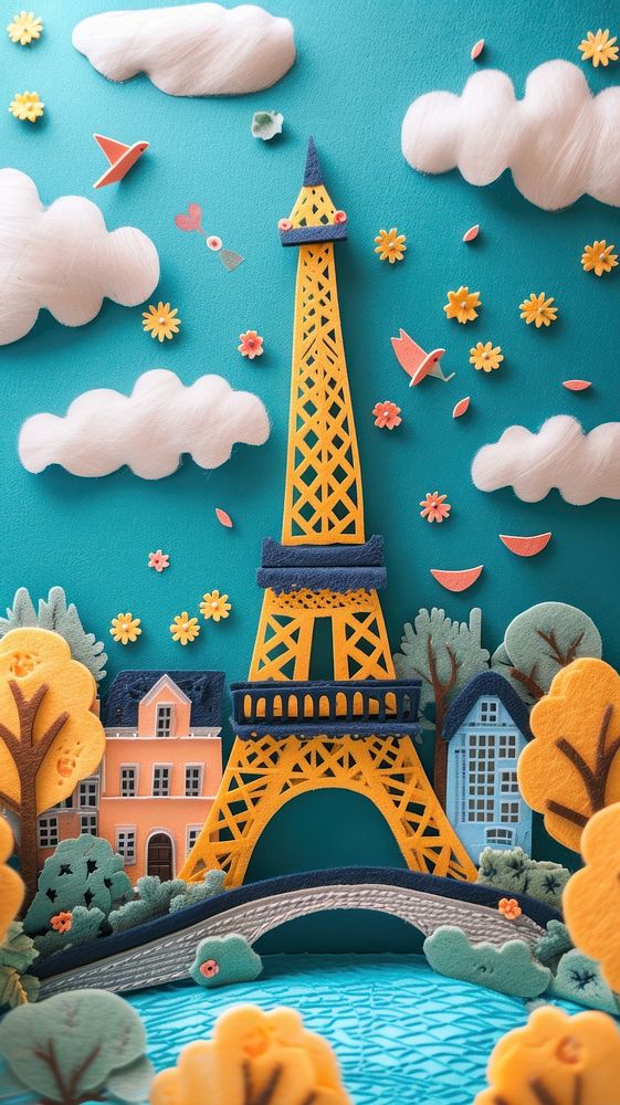 Wallpaper of felt paris architecture craft art.
