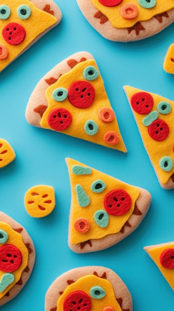 Wallpaper of felt pizza food anthropomorphic confectionery.