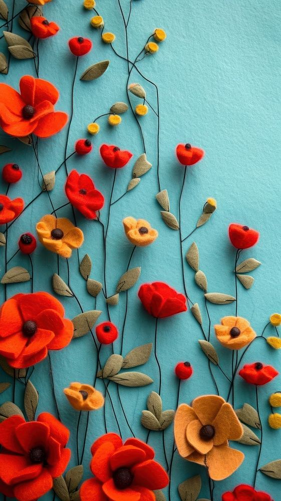 Wallpaper of felt poppy art backgrounds pattern.