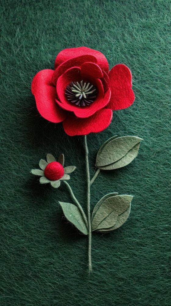 Wallpaper of felt poppy embroidery flower plant.