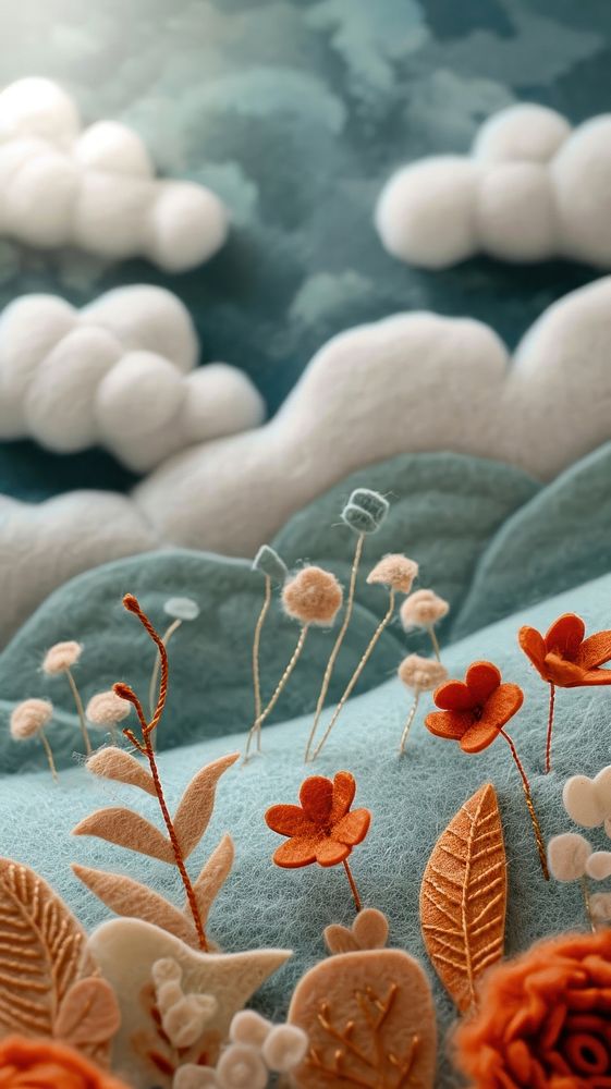 Wallpaper of felt prairie backgrounds embroidery pattern.