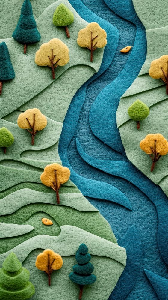 Wallpaper of felt river backgrounds pattern craft.