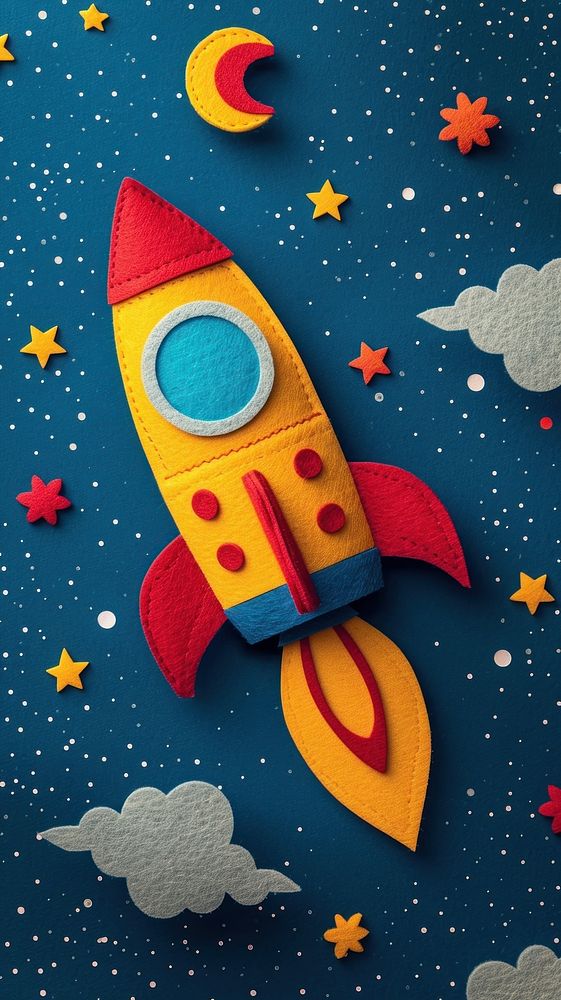 Wallpaper of felt rocket art creativity spacecraft.