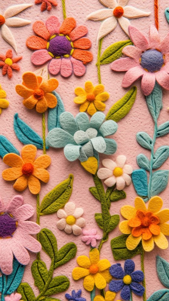 Wallpaper of felt spring embroidery art backgrounds.