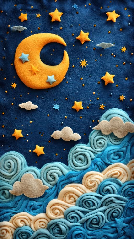 Wallpaper of felt starry sky backgrounds textile pattern.
