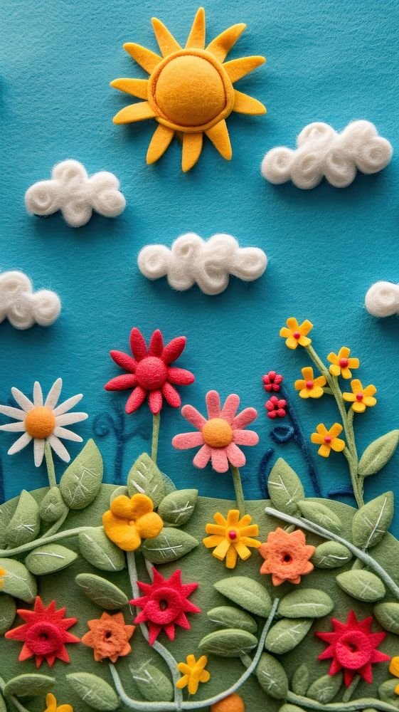 Wallpaper of felt summer art backgrounds embroidery.