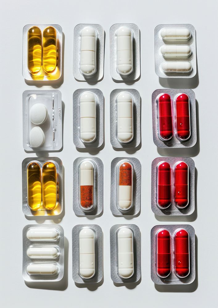 Capsule medicine pill arrangement.
