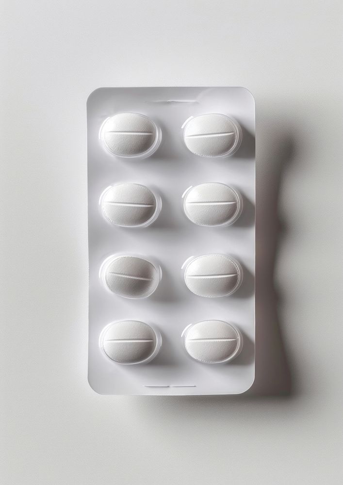 Medicine white pill white background.