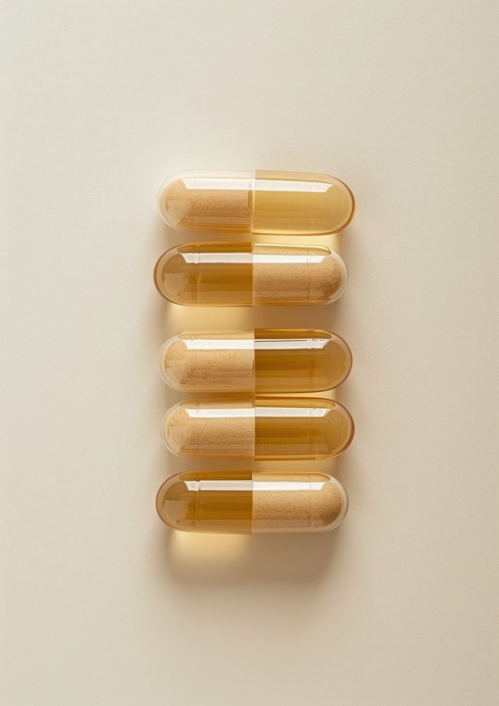 Capsule vitamin pill white background.