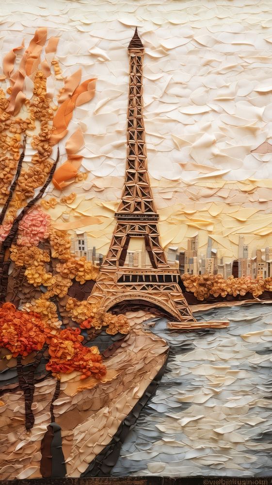 Eiffel tower architecture building painting.
