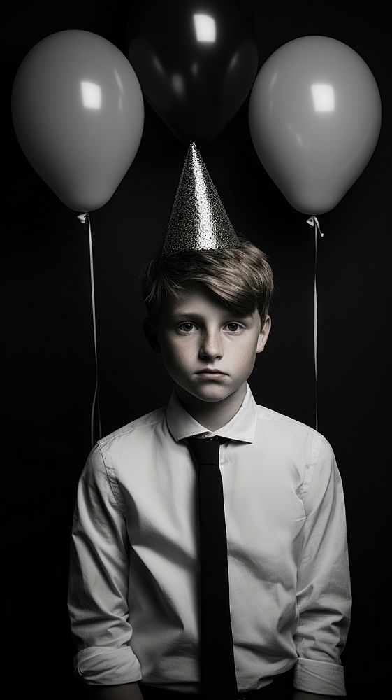 Boy celebrate birthday photography monochrome portrait.