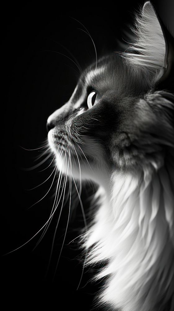 Cat close up photography monochrome portrait.