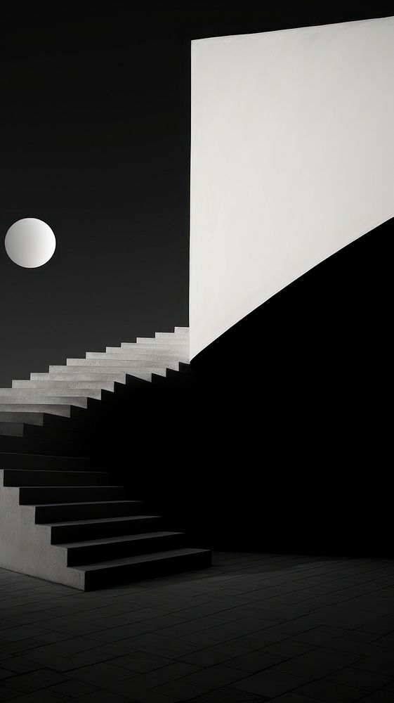 Celestial architecture monochrome staircase.