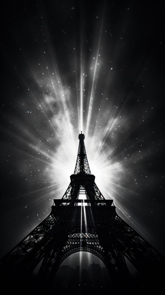 Eiffel tower architecture monochrome landmark.