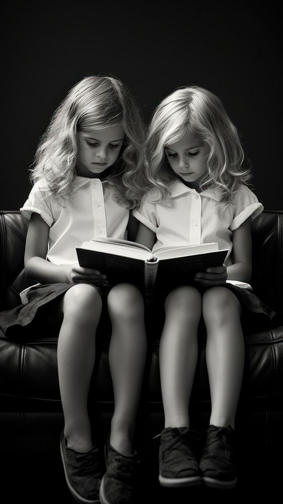 Kids are reading publication photography monochrome.