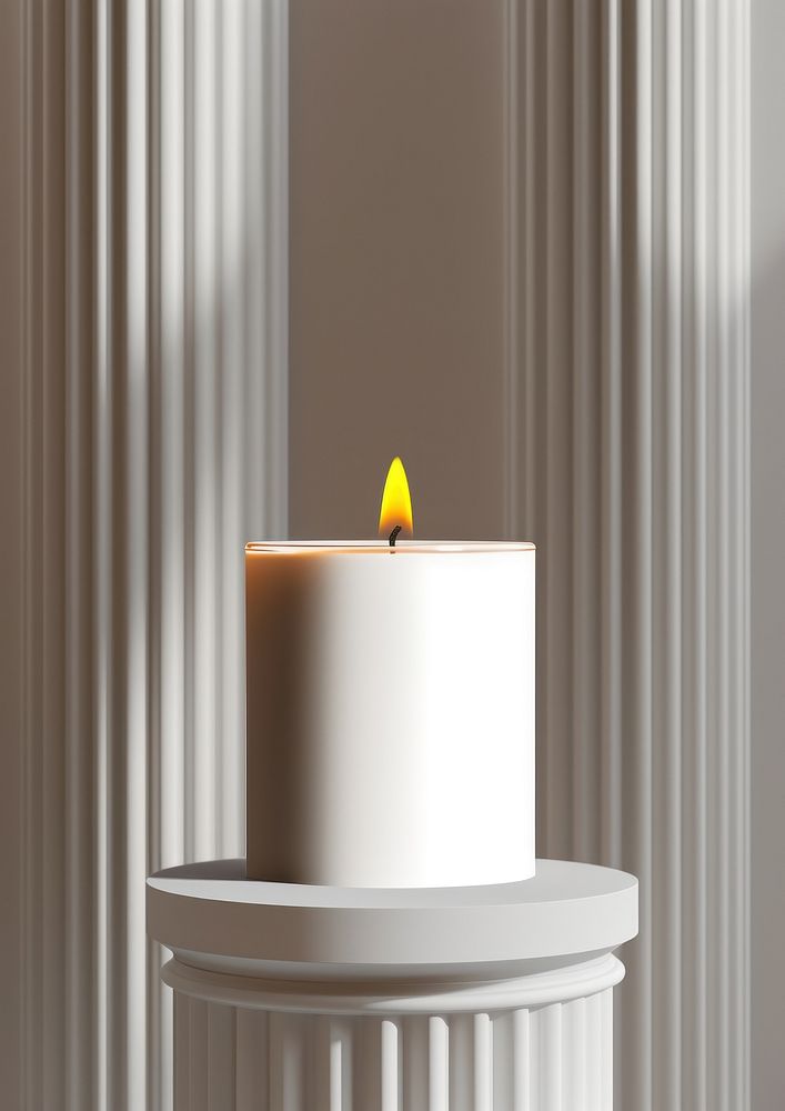 Candle glass packaging  column fire architecture.