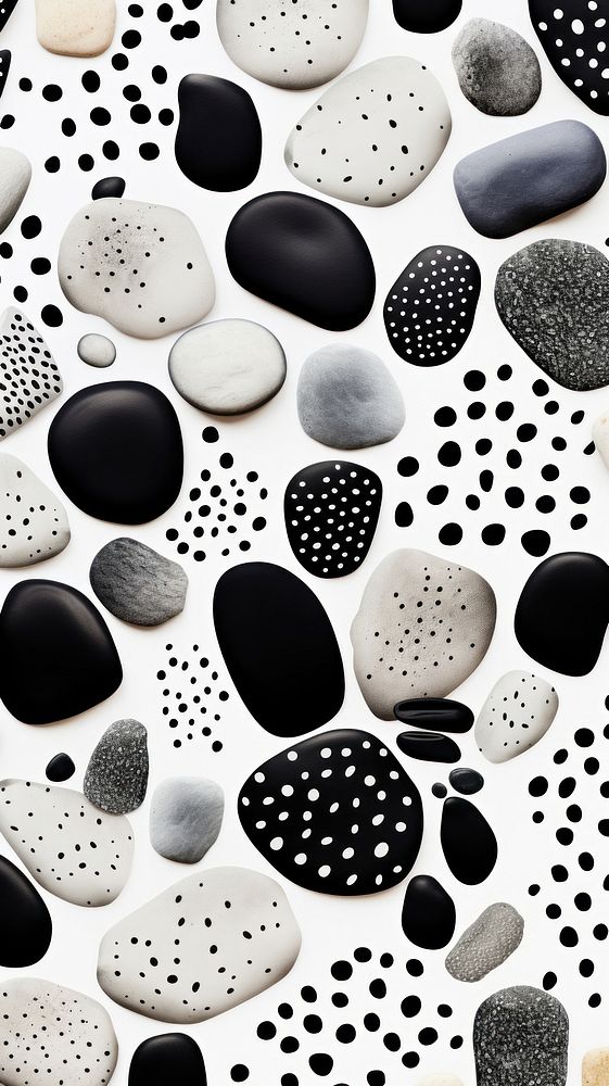 Black and white wallpaper pattern pebble shape.