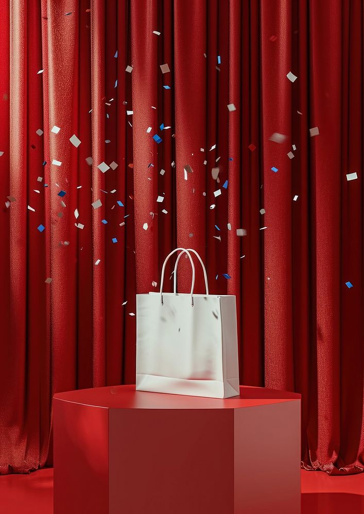 Shopping bag  celebration curtain red.