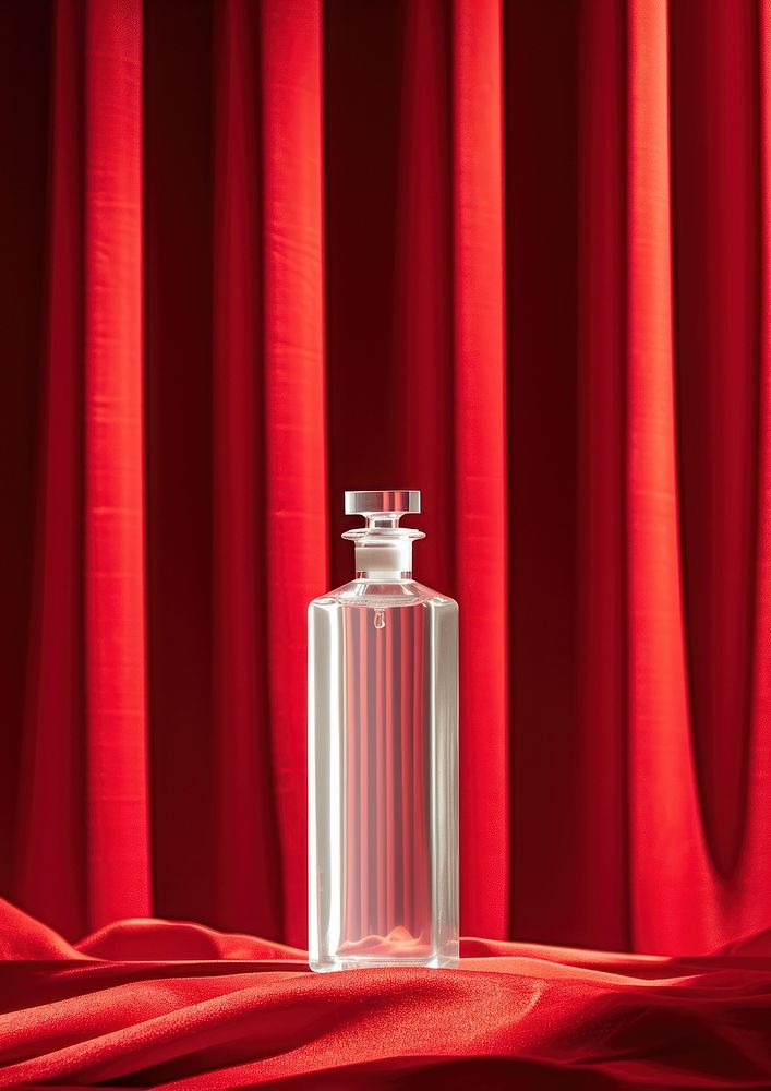 Parfume glasses bottle  perfume curtain red.