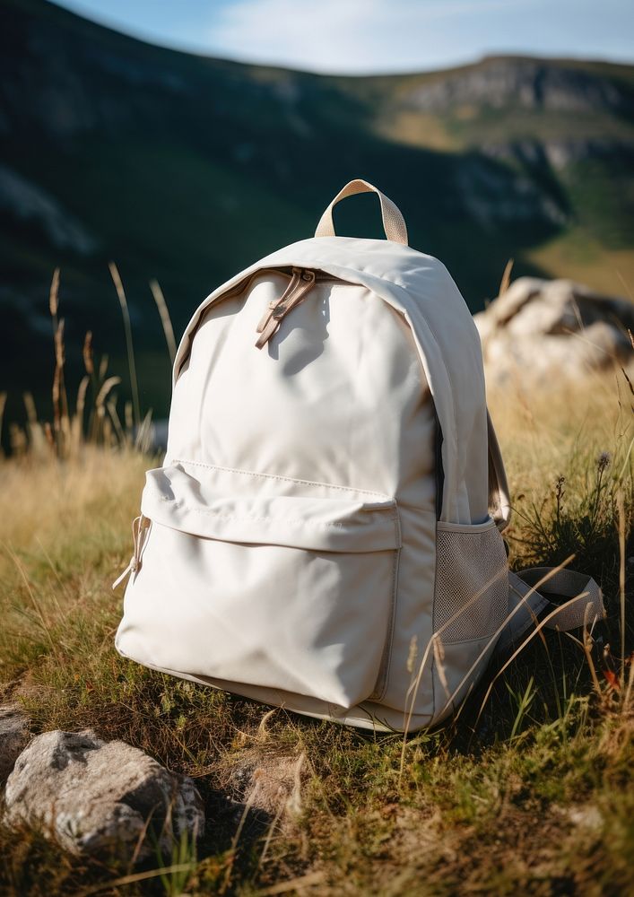 Backpack bag  landscape mountain white.