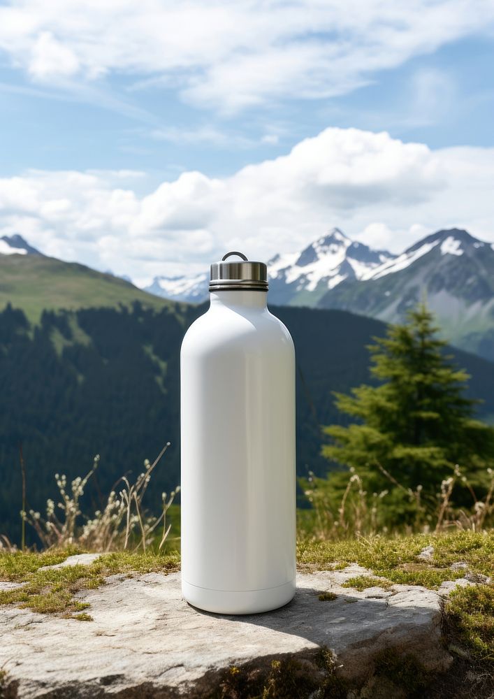 Fuel bottle  landscape mountain white.