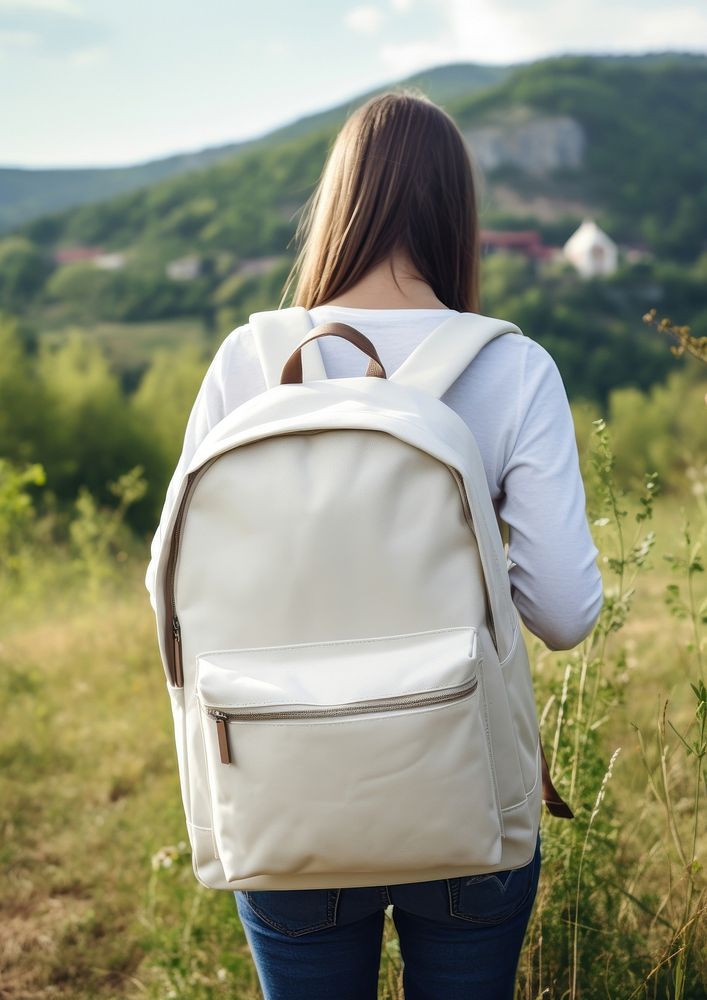 Backpack bag  landscape adult white.
