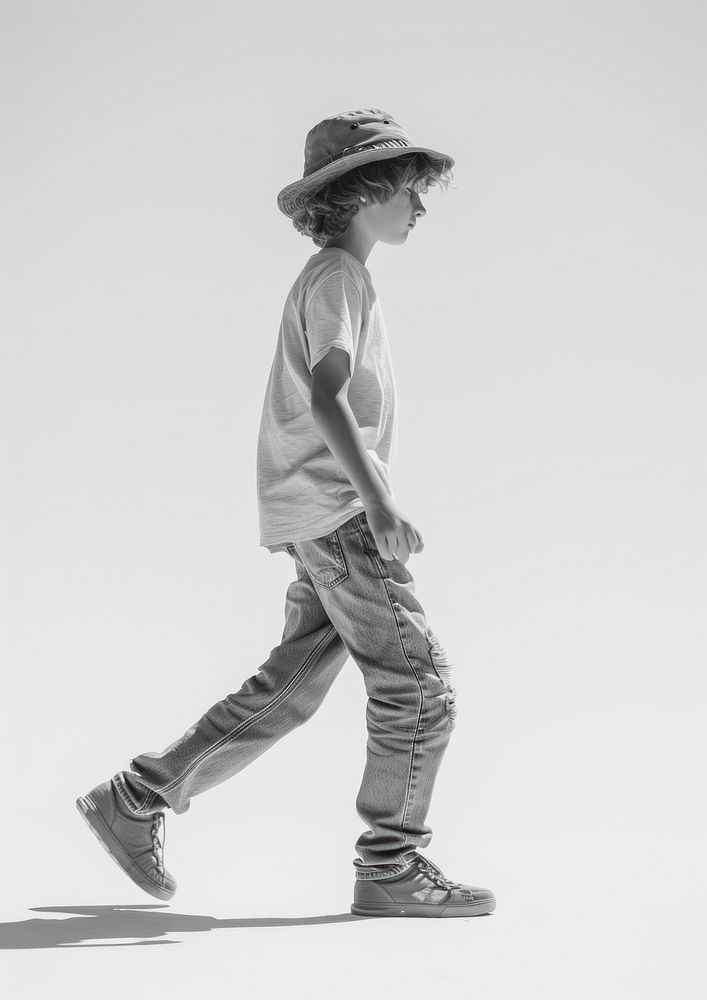 A boy walking photography footwear.