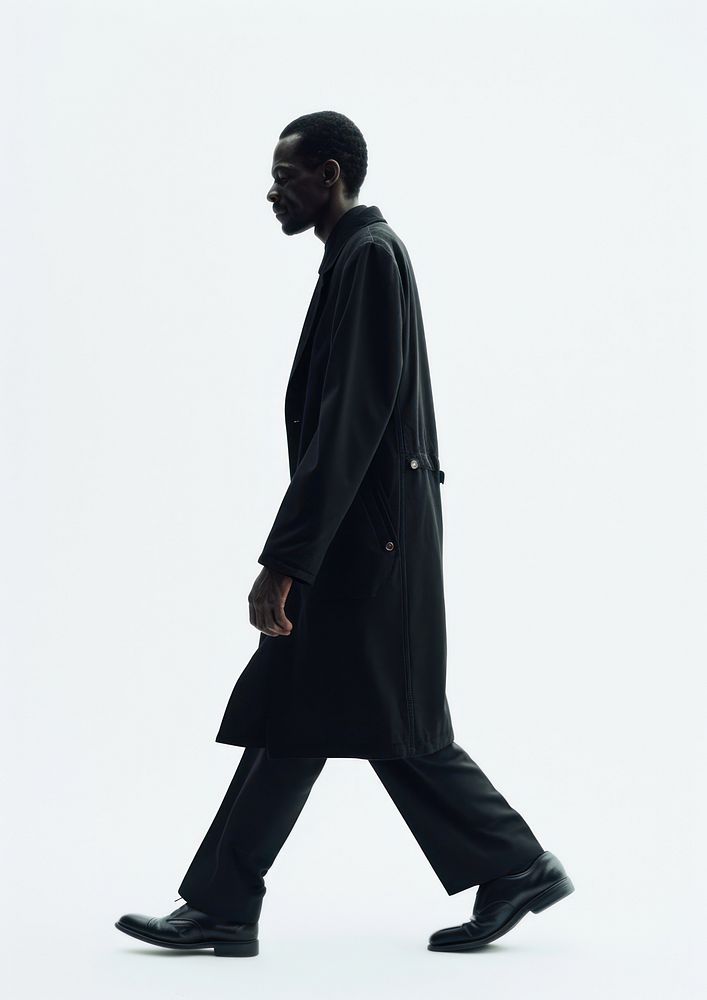 African american walking overcoat adult.