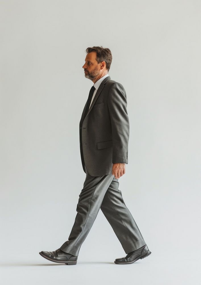 Lawyer walking footwear tuxedo.